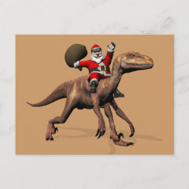 Weihnachtsmann-Reiten auf Deinonychus Feiertagspostkarte