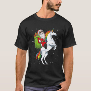 Weihnachtsmann Reiten Einhorn Pferde Kinder T-Shirt