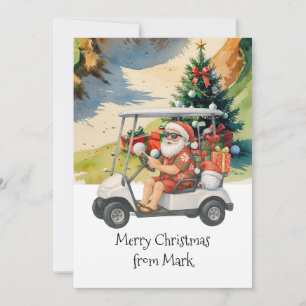 Weihnachtsmann reiten Golfwagen Weihnachtsfeiertag Feiertagskarte