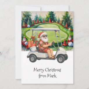 Weihnachtsmann reiten Golfwagen Weihnachtsfeiertag Feiertagskarte