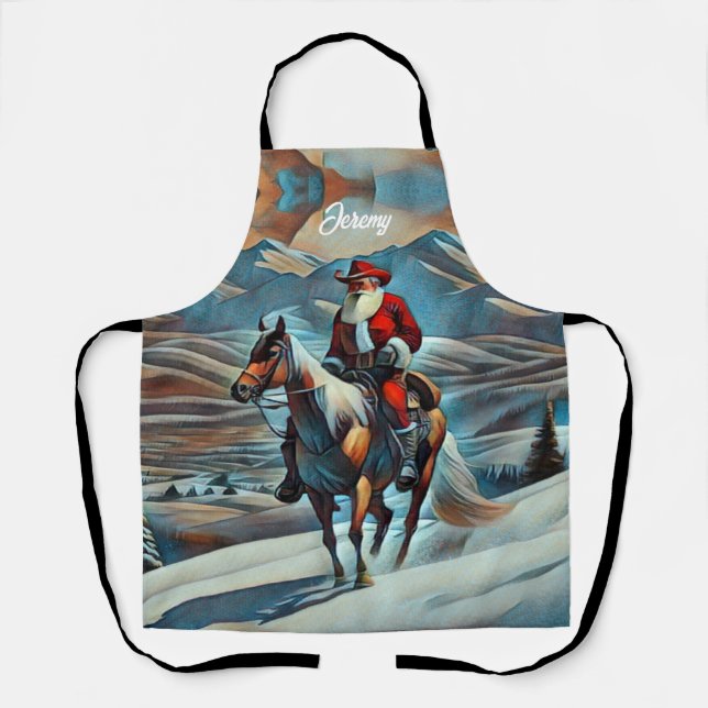 Weihnachtsmann Reiten Weihnachten Schürze (Vorderseite)