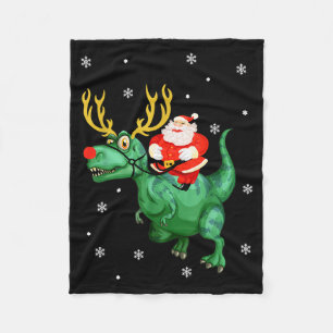 Weihnachtsmann reitet auf Dinosaurier Lustiger Wei Fleecedecke