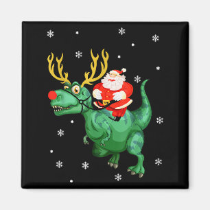 Weihnachtsmann reitet auf Dinosaurier Lustiger Wei Magnet