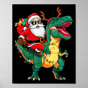 Weihnachtsmann reitet auf Dinosaurier T Rex Lustig Poster