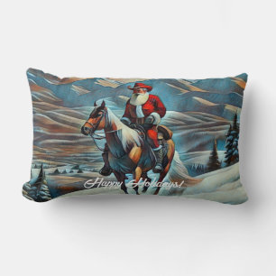 Weihnachtsmann reitet auf einem Pferd Weihnachten Lendenkissen