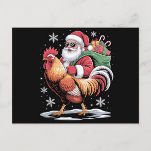 Weihnachtsmann reitet auf Hahn Weihnachten Bauernh