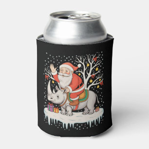 Weihnachtsmann reitet auf Nashorn Schnee Weihnacht Dosenkühler