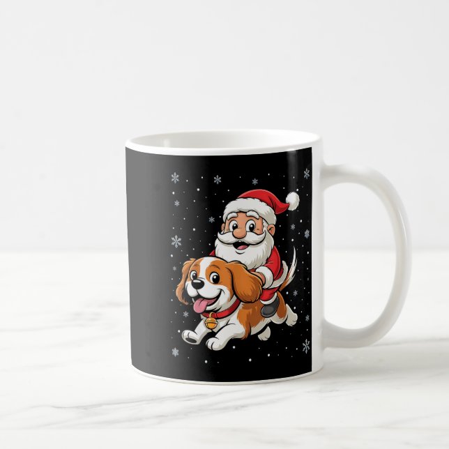 Weihnachtsmann reitet Cavalier King Charles Spanie Kaffeetasse (Rechts)