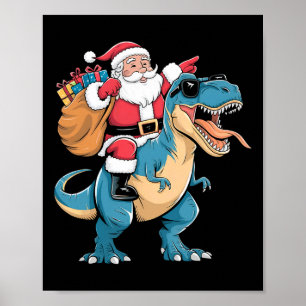 Weihnachtsmann Reitet Dinosaurier T Rex Weihnachte Poster