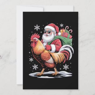 Weihnachtsmann reitet Hahn Weihnachten Bauernhof H Einladung