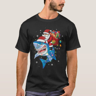 Weihnachtsmann reitet Hai-Liebhaber Frohe Weihnach T-Shirt