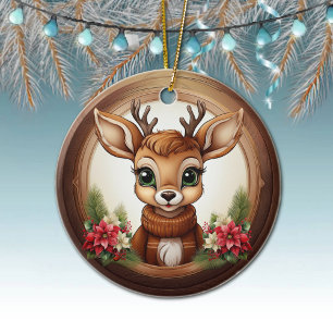 Weihnachtsmann-Rentier Festliche Weihnachtsstern-B Keramik Ornament