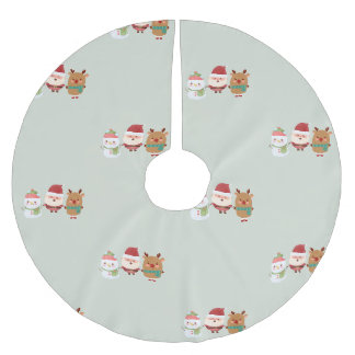 Weihnachtsmann, Rentier & Schneemann Polyester Weihnachtsbaumdecke