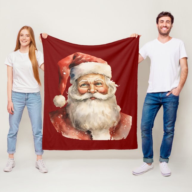 Weihnachtsmann Retro Weihnachten Fleecedecke (Beispiel)