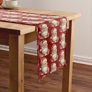 Weihnachtsmann Retro-Weihnachtsmuster Mittelgroßer Tischläufer