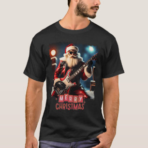 Weihnachtsmann Rock Gitarre Frohe Weihnachten T-Shirt