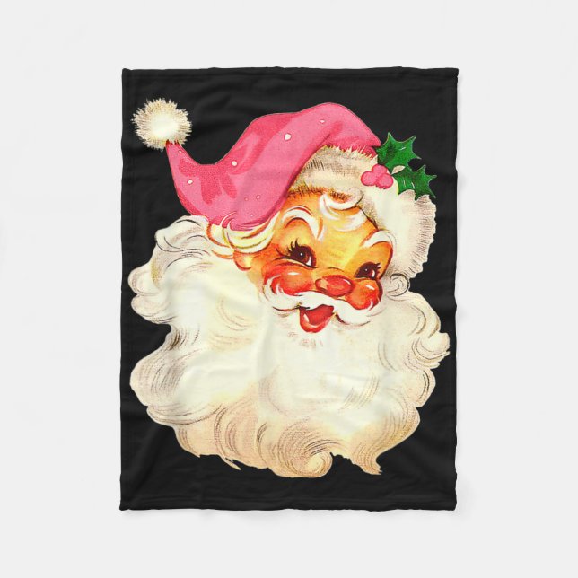Weihnachtsmann Rosa Weihnachtsgesicht Alt Xmas Vin Fleecedecke (Vorderseite)