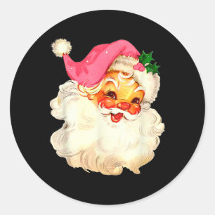 Weihnachtsmann Rosa Weihnachtsgesicht Alt Xmas Vin Runder Aufkleber