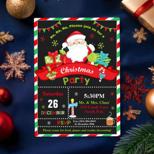 Weihnachtsmann Rot und Grün Weihnachten Party Einladung