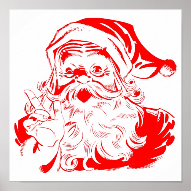 Weihnachtsmann Rot und Weiß Weihnachten Poster (Vorne)