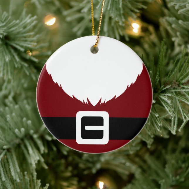Weihnachtsmann Roter Anzug Jacket und Gürtel Keramik Ornament (Baum)