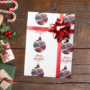 Weihnachtsmann roter Weihnachtskugel-Foto-Spaß Sch Geschenkpapier