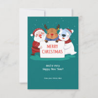 Weihnachtsmann Rudolf und Teddy Weihnachtskarte