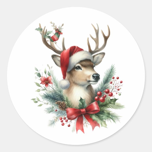 Weihnachtsmann Runder Aufkleber (Vorderseite)