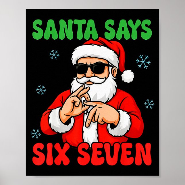 Weihnachtsmann sagt sechs sieben Hände Schild Lust (Vorne)
