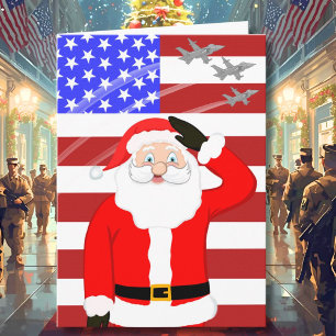 Weihnachtsmann salutiert vor Militär Karte