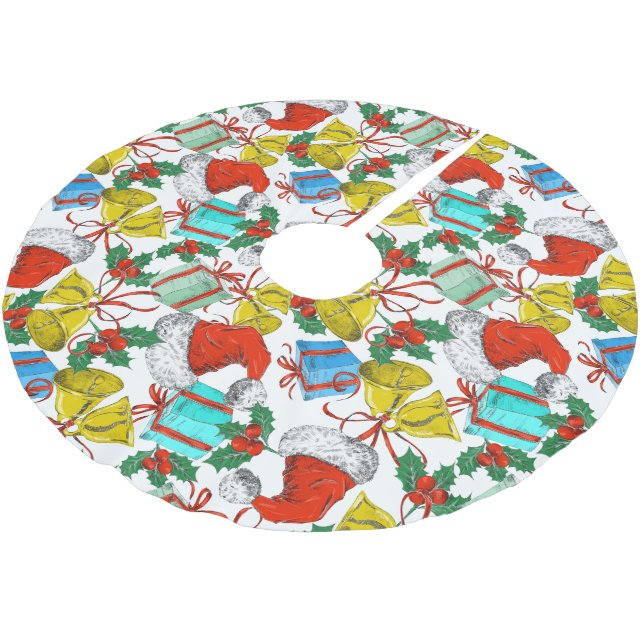 Weihnachtsmann-Sammlung Polyester Weihnachtsbaumdecke (Schrägansicht)