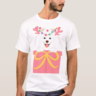 Weihnachtsmann Samoyed in einer Geschenkboxen T-Shirt