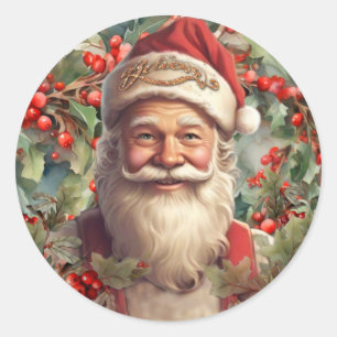 Weihnachtsmann Sankt Nikolaus Runder Aufkleber