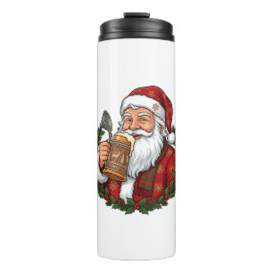 Weihnachtsmann Santa Claus hält Bierglas Thermosbecher