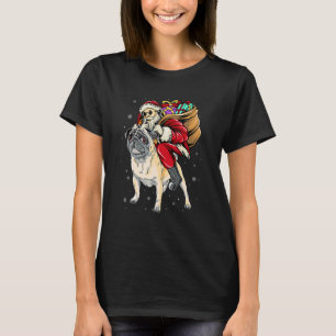 Weihnachtsmann Santa Claus reitet Pug Xmas Jungen  T-Shirt
