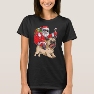 Weihnachtsmann Santa Claus reitet Pug Xmas Jungen  T-Shirt