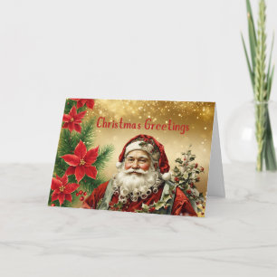 Weihnachtsmann Santa Claus, Rote Poinsettie Feiertagskarte