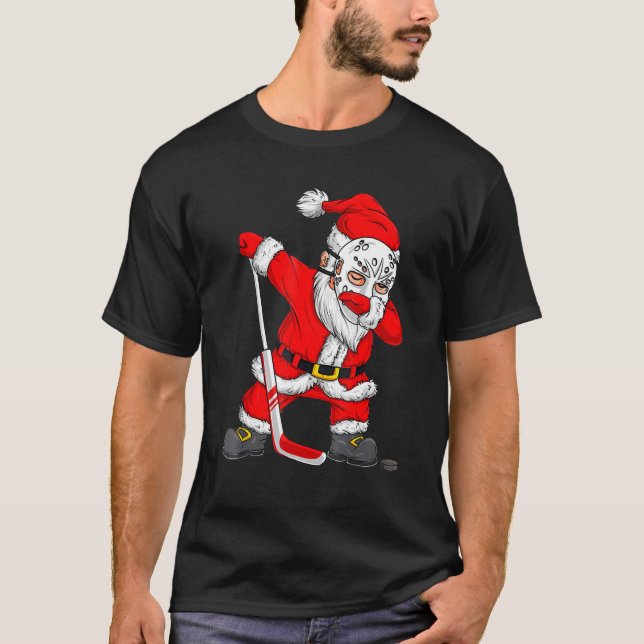 Weihnachtsmann Santa Dabbing Hockey Spieler Xmas F T-Shirt (Vorderseite)