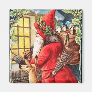 Weihnachtsmann schaut zum Fenster herein Vintage-M Magnet