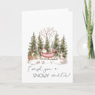 Weihnachtsmann, Schlitten, Geschenke Wald Feiertagskarte