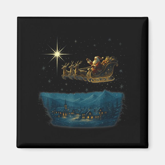 Weihnachtsmann-Schlitten mit und Sternen  Magnet (Vorne)