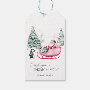 Weihnachtsmann,Schlitten,Pinguin,Wald Geschenkanhänger
