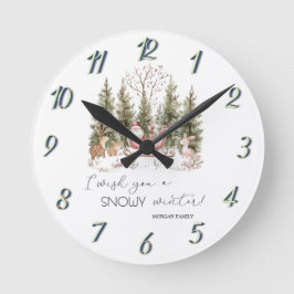 Weihnachtsmann, Schlitten, präsentiert Weihnachten Runde Wanduhr