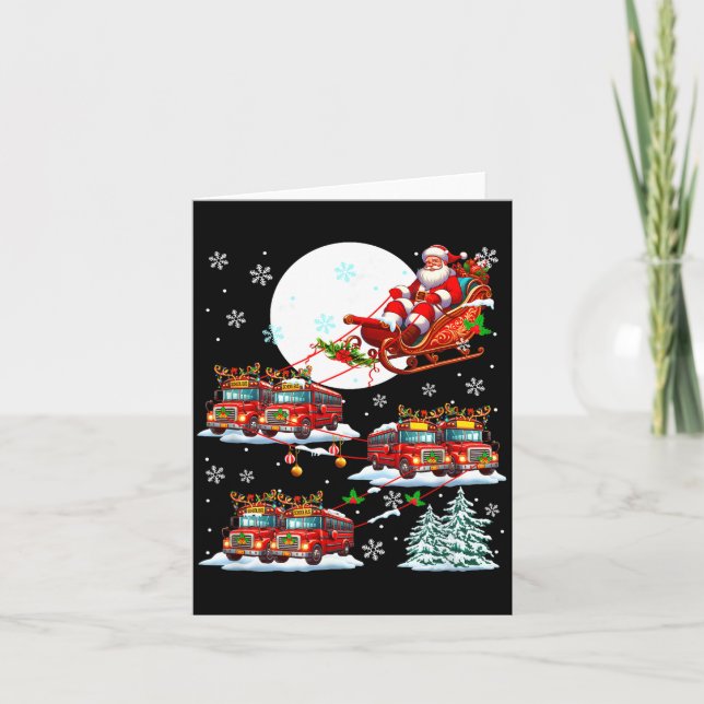 Weihnachtsmann-Schlitten-Rentier-Schulbus-Fahrer M Karte (Vorderseite)