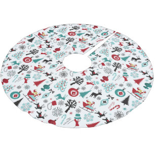 Weihnachtsmann-Schlitten-Rentier-Tannenbaum-Kunstm Polyester Weihnachtsbaumdecke