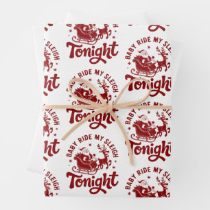 Weihnachtsmann-Schlitten-Sarkastischer-Weihnachts- Geschenkpapier Set