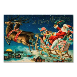 Weihnachtsmann-Schlitten Weihnachten Feiertag im V Fotodruck