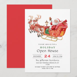 Weihnachtsmann-Schlitten-Weihnachtsfeiertage-Open- Einladung