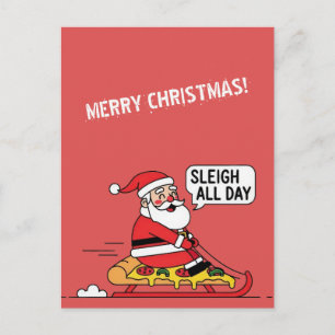 Weihnachtsmann Schlittenfahren den ganzen Tag Weih Postkarte
