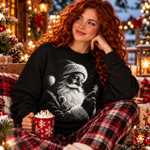 Weihnachtsmann-Schneeflocke Schwarz Weiß Weihnacht Sweatshirt